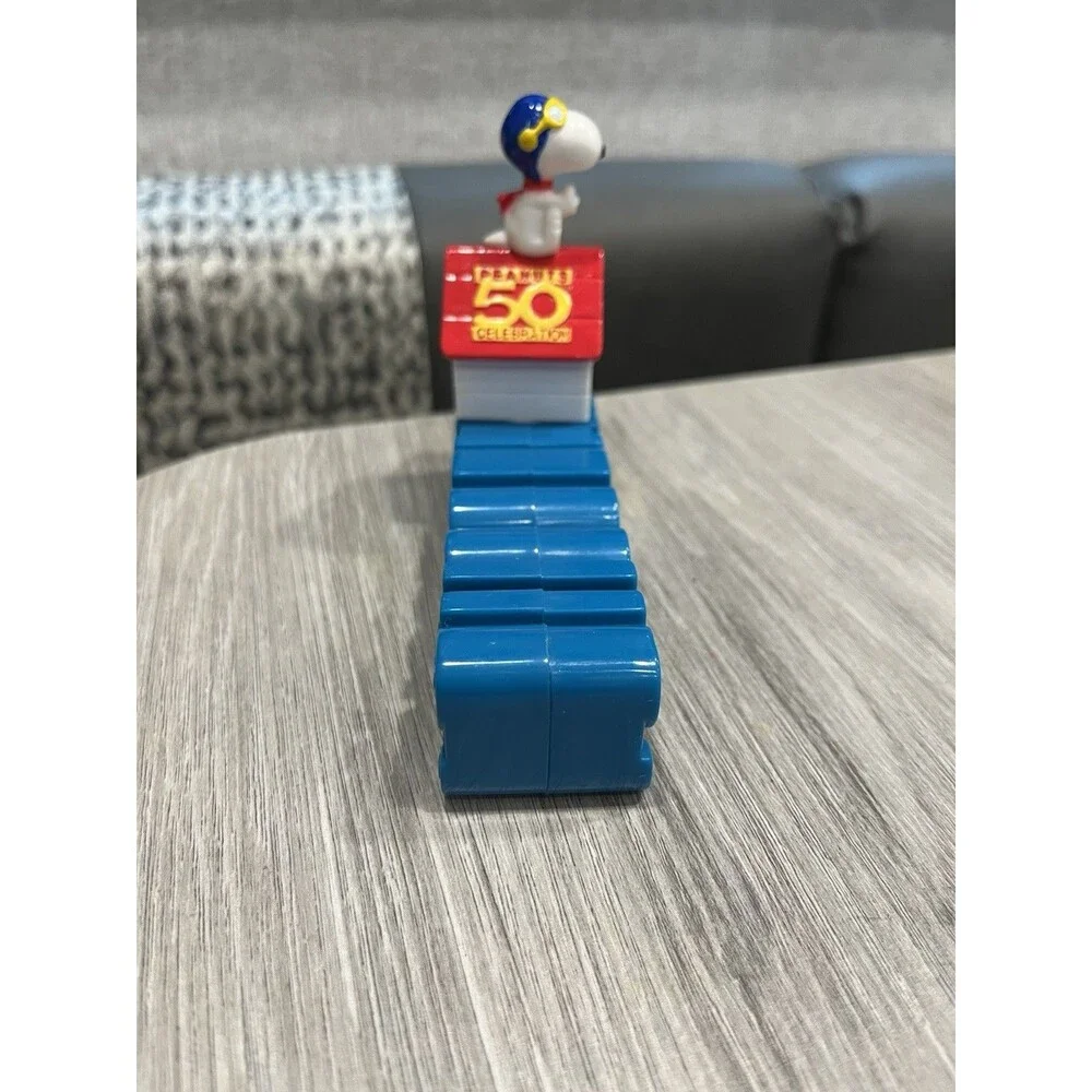 Peanuts 50th Celebration Snoopy Flying Ace Doghouse Figurine Blue Block Letter